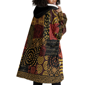 African American Quilt Inspired Wearable Blanket Hoodie Earth Tone African Patchwork Motif