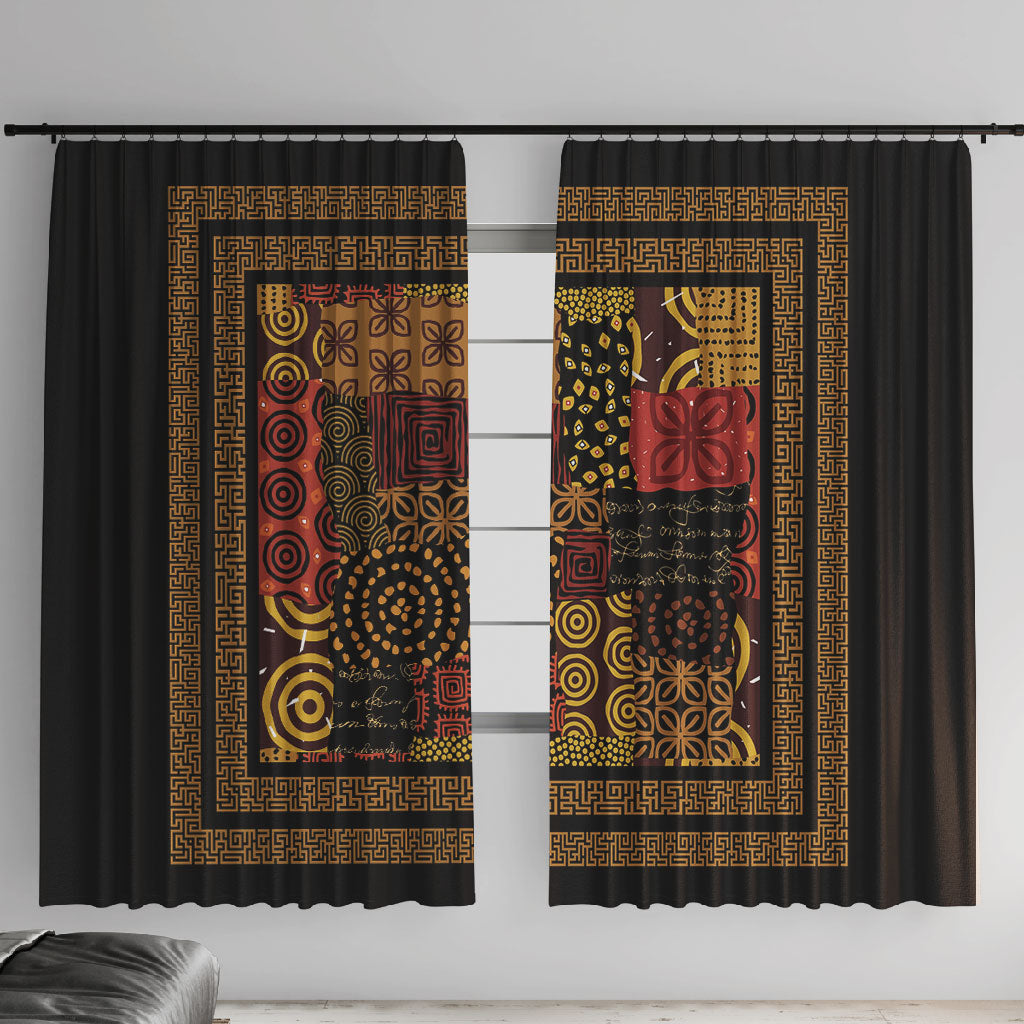African American Quilt Inspired Window Curtain Earth Tone African Patchwork Motif