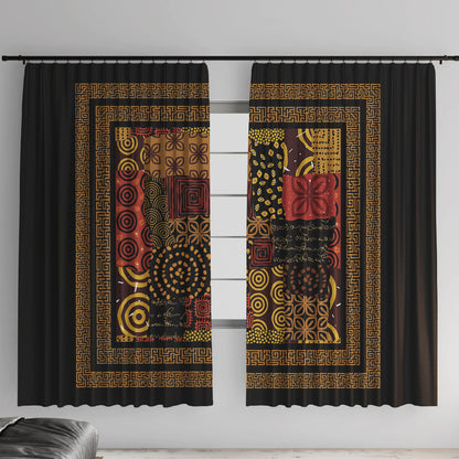 African American Quilt Inspired Window Curtain Earth Tone African Patchwork Motif