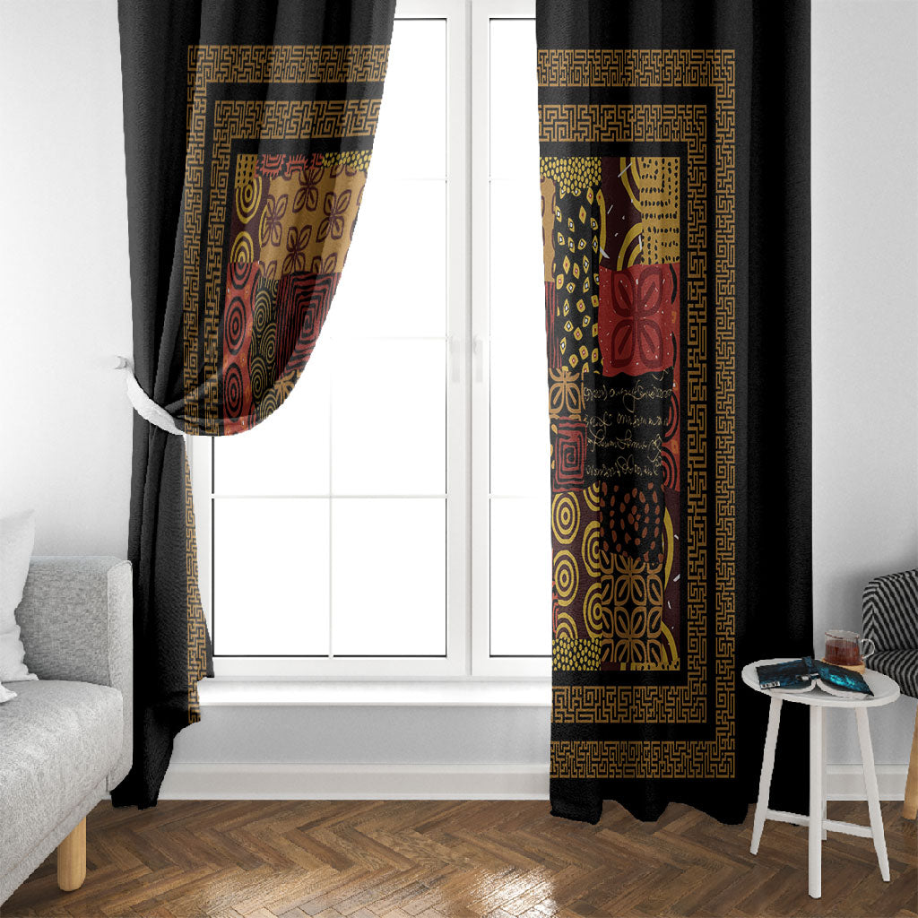 African American Quilt Inspired Window Curtain Earth Tone African Patchwork Motif