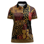 African American Quilt Inspired Women Polo Shirt Earth Tone African Patchwork Motif