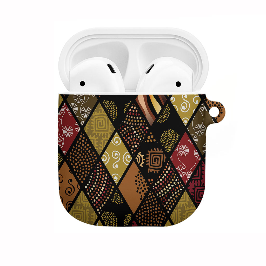African American Quilt Inspired AirPods Case Ethnic Bohemian Rhombus Patchwork