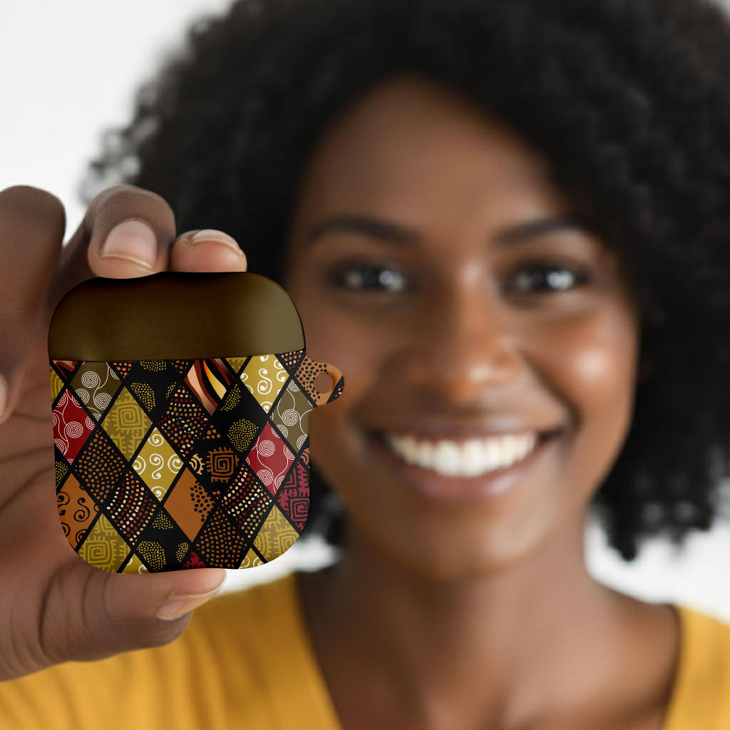 African American Quilt Inspired AirPods Case Ethnic Bohemian Rhombus Patchwork