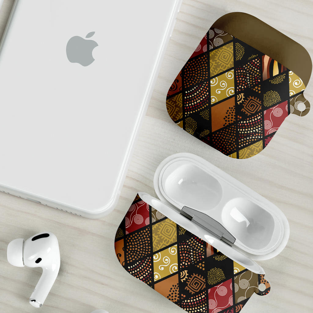 African American Quilt Inspired AirPods Case Ethnic Bohemian Rhombus Patchwork