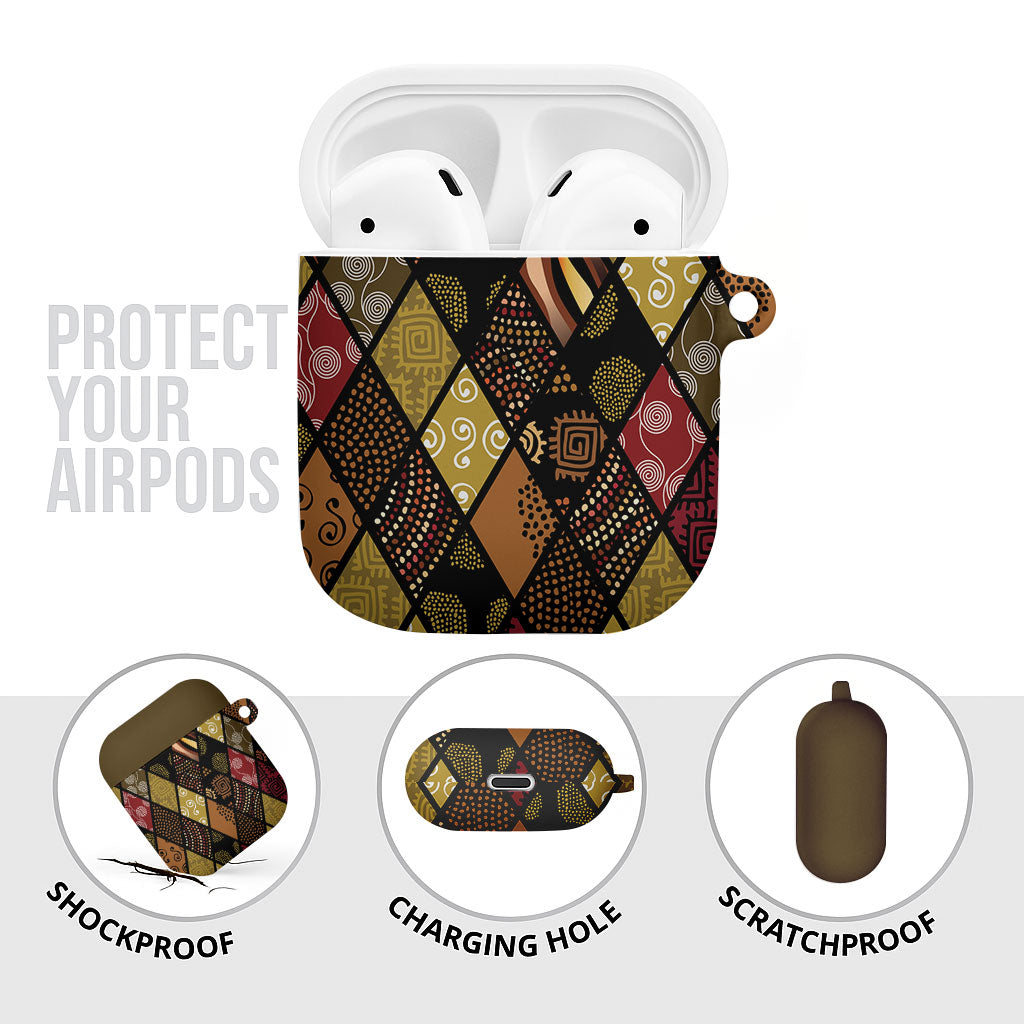 African American Quilt Inspired AirPods Case Ethnic Bohemian Rhombus Patchwork