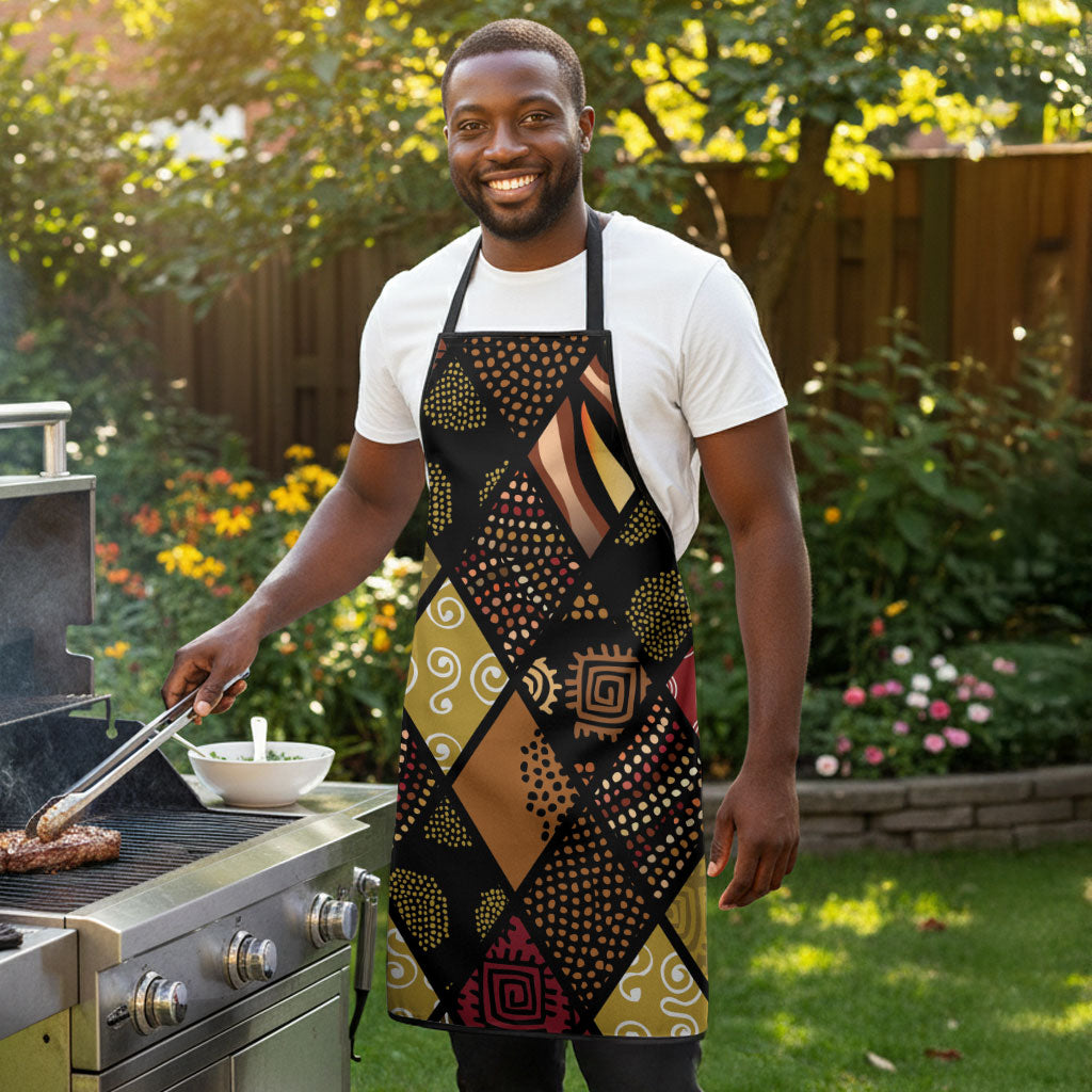 African American Quilt Inspired Apron Ethnic Bohemian Rhombus Patchwork