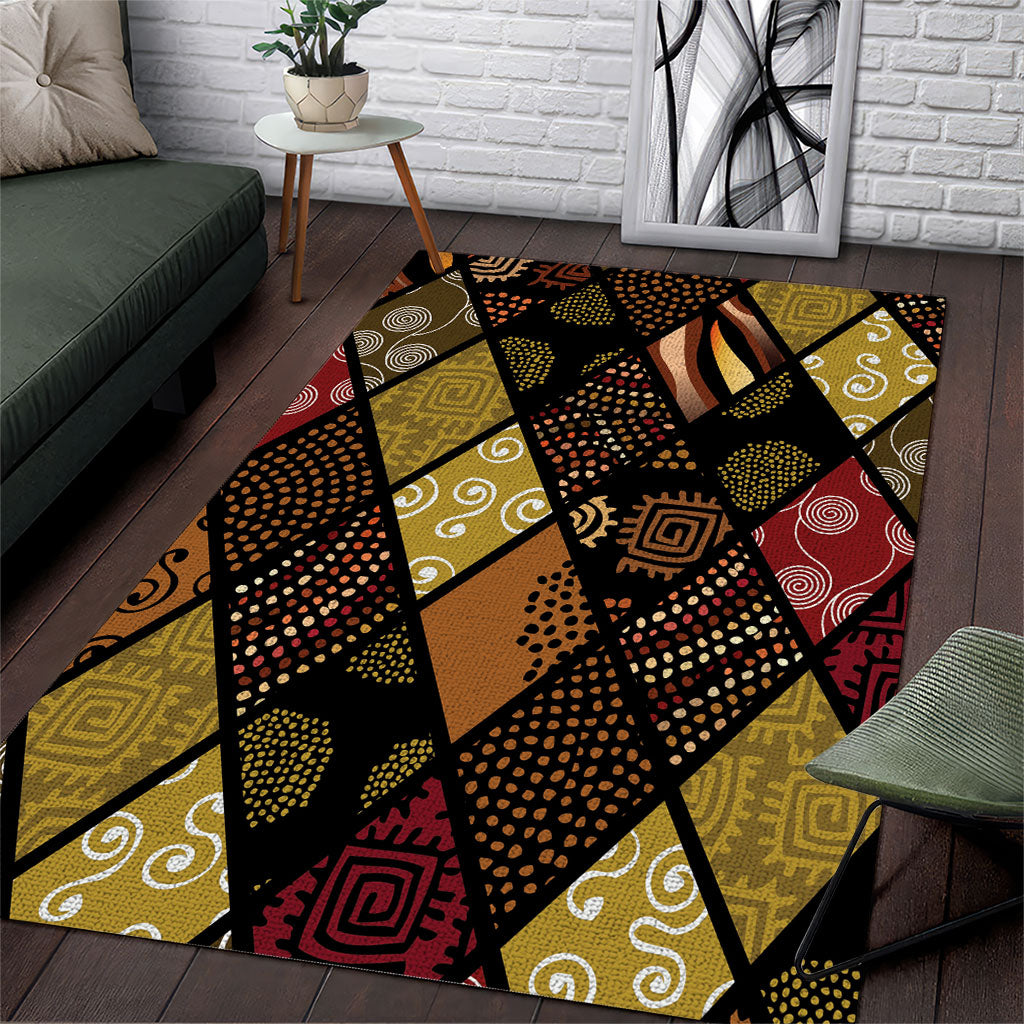 African American Quilt Inspired Area Rug Ethnic Bohemian Rhombus Patchwork