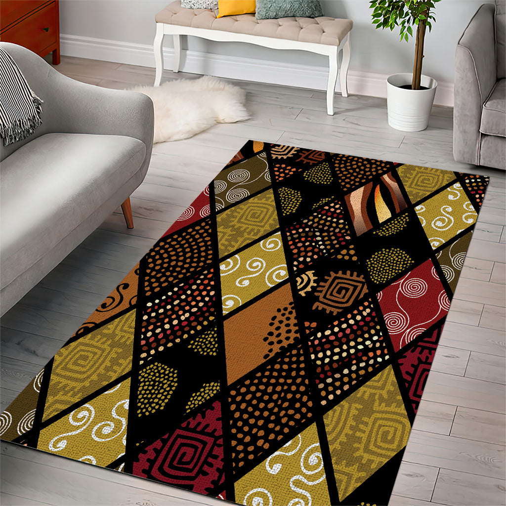 African American Quilt Inspired Area Rug Ethnic Bohemian Rhombus Patchwork