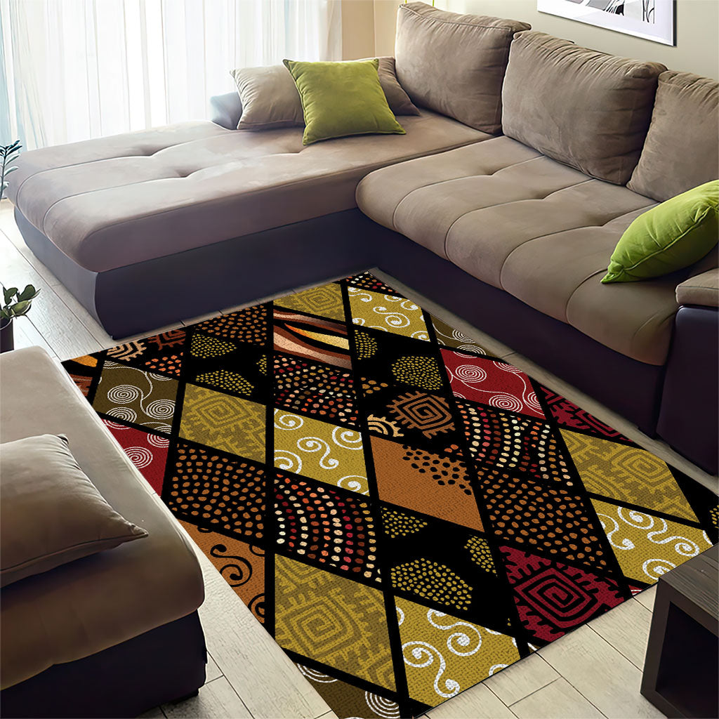 African American Quilt Inspired Area Rug Ethnic Bohemian Rhombus Patchwork