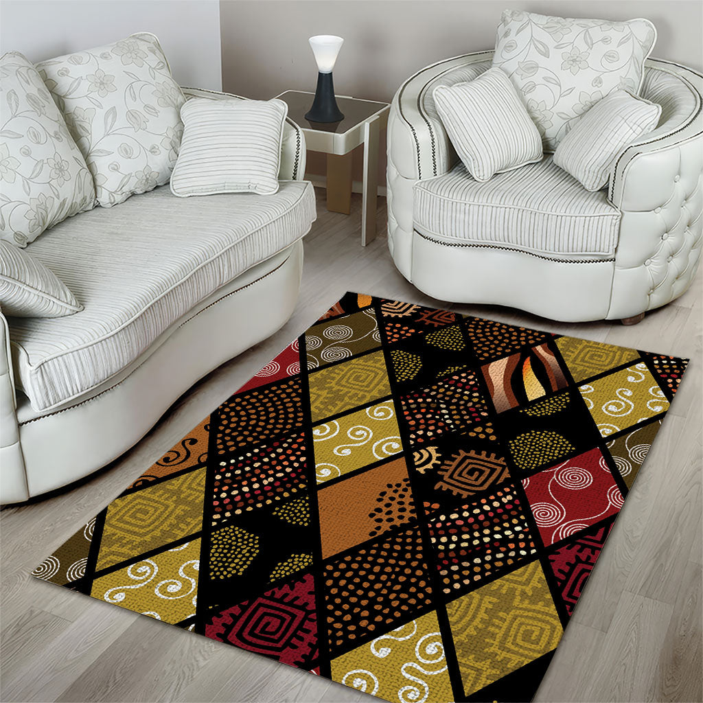 African American Quilt Inspired Area Rug Ethnic Bohemian Rhombus Patchwork