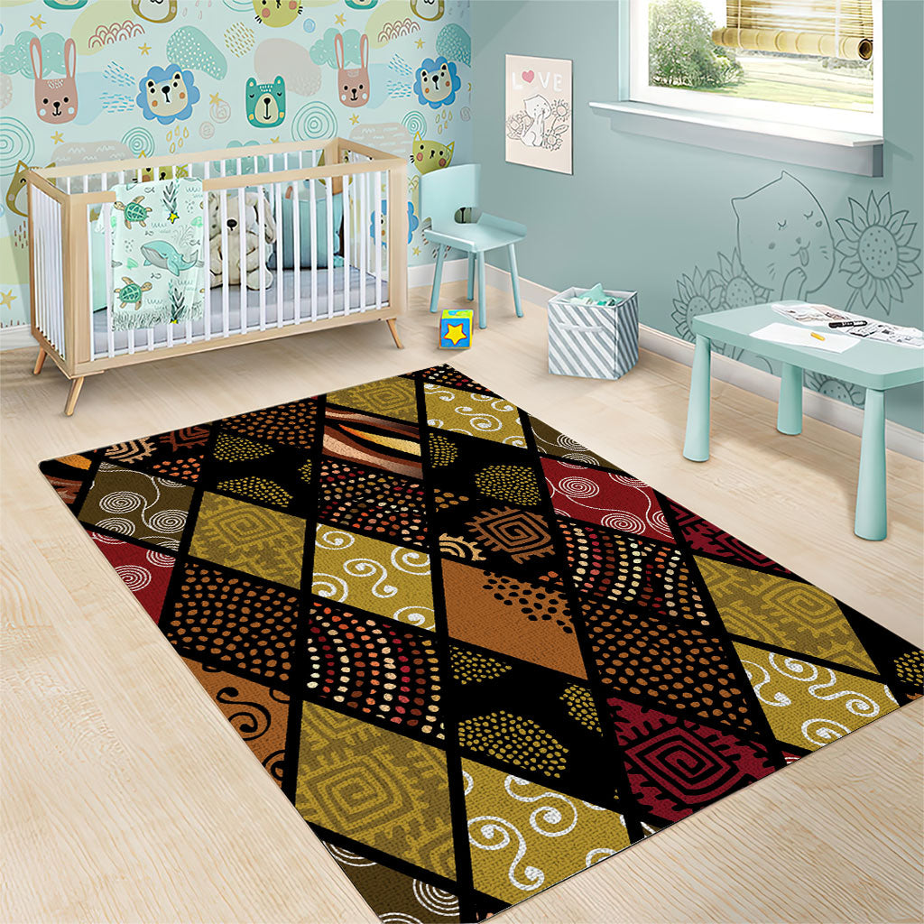 African American Quilt Inspired Area Rug Ethnic Bohemian Rhombus Patchwork