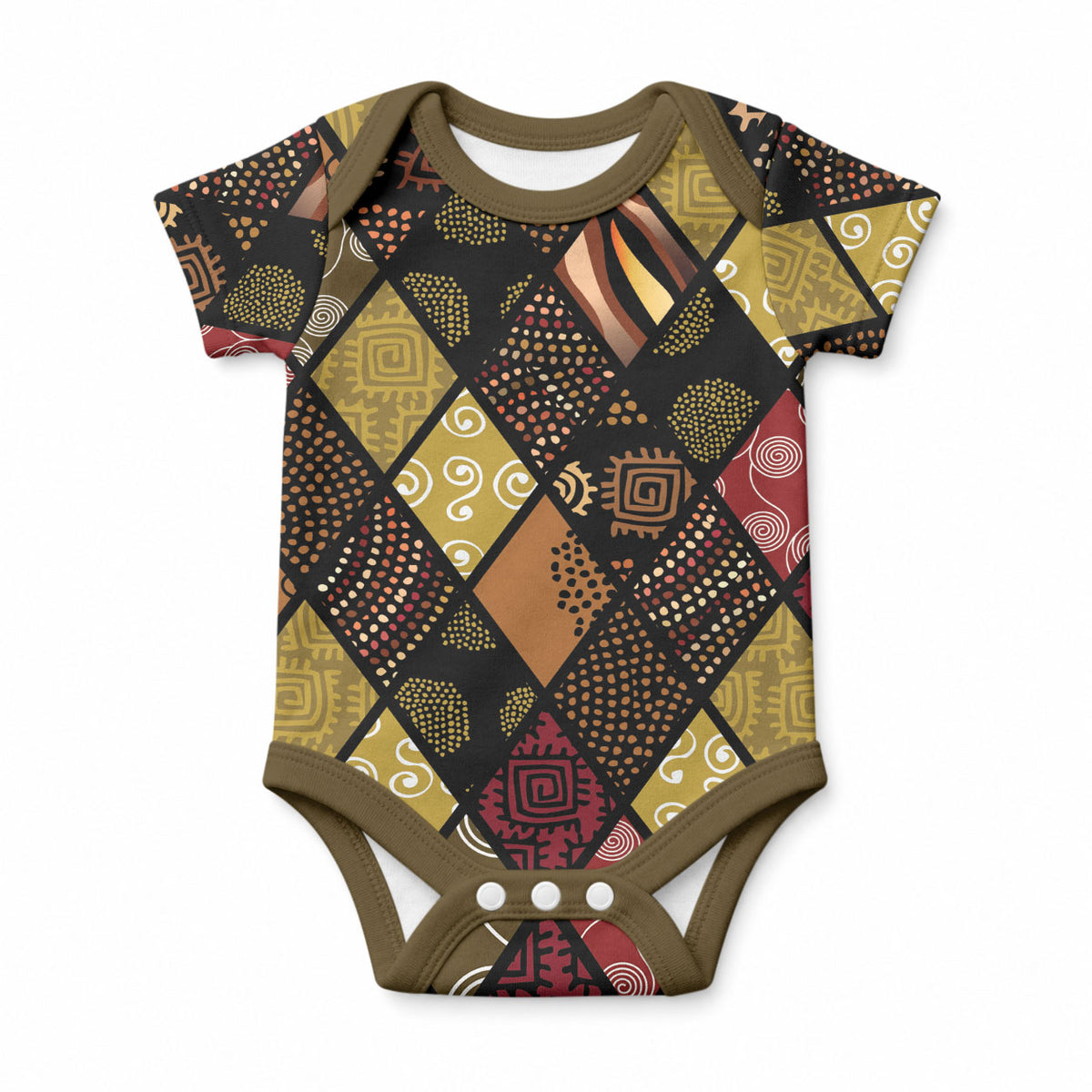 African American Quilt Inspired Baby Onesie Ethnic Bohemian Rhombus Patchwork