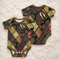 African American Quilt Inspired Baby Onesie Ethnic Bohemian Rhombus Patchwork