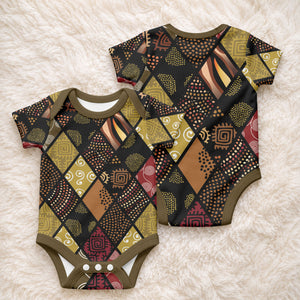 African American Quilt Inspired Baby Onesie Ethnic Bohemian Rhombus Patchwork