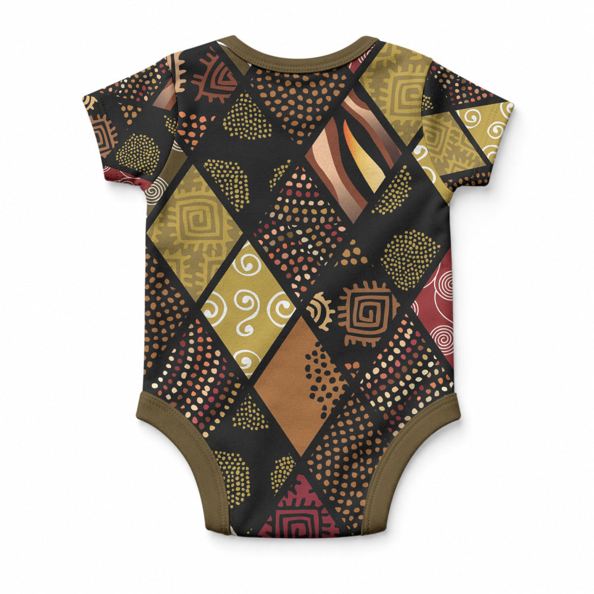 African American Quilt Inspired Baby Onesie Ethnic Bohemian Rhombus Patchwork