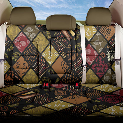 African American Quilt Inspired Back Car Seat Cover Ethnic Bohemian Rhombus Patchwork