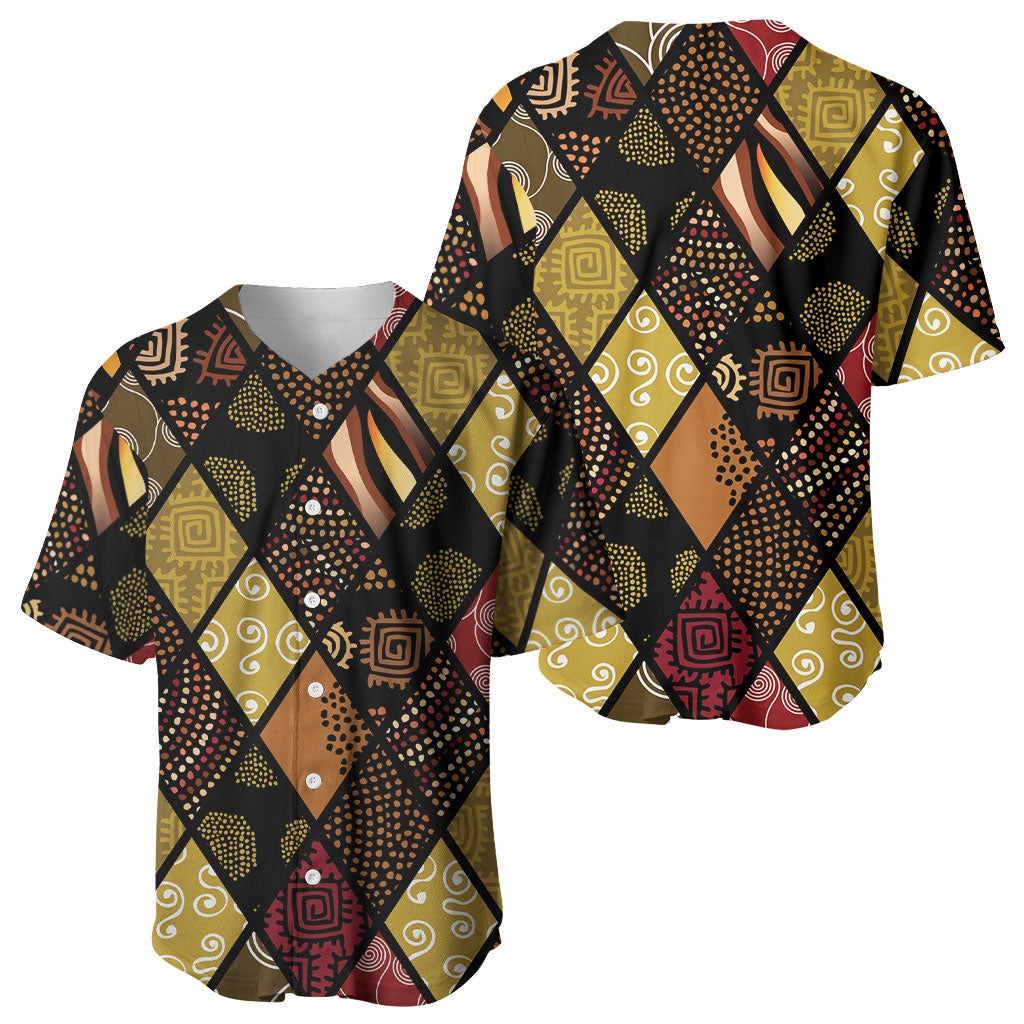 African American Quilt Inspired Baseball Jersey Ethnic Bohemian Rhombus Patchwork