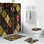African American Quilt Inspired Bathroom Set Ethnic Bohemian Rhombus Patchwork