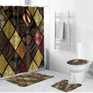 African American Quilt Inspired Bathroom Set Ethnic Bohemian Rhombus Patchwork