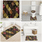 African American Quilt Inspired Bathroom Set Ethnic Bohemian Rhombus Patchwork