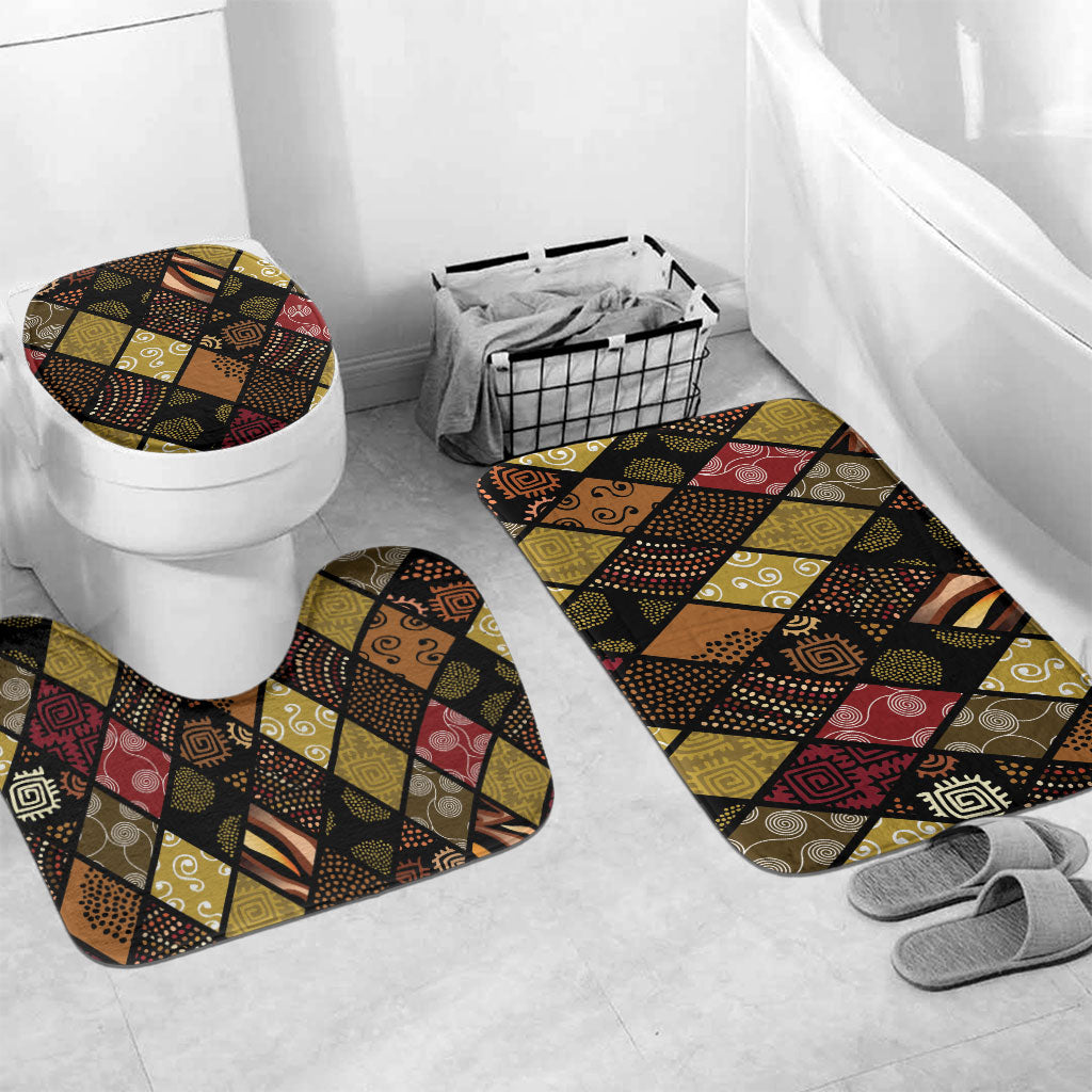 African American Quilt Inspired Bathroom Set Ethnic Bohemian Rhombus Patchwork