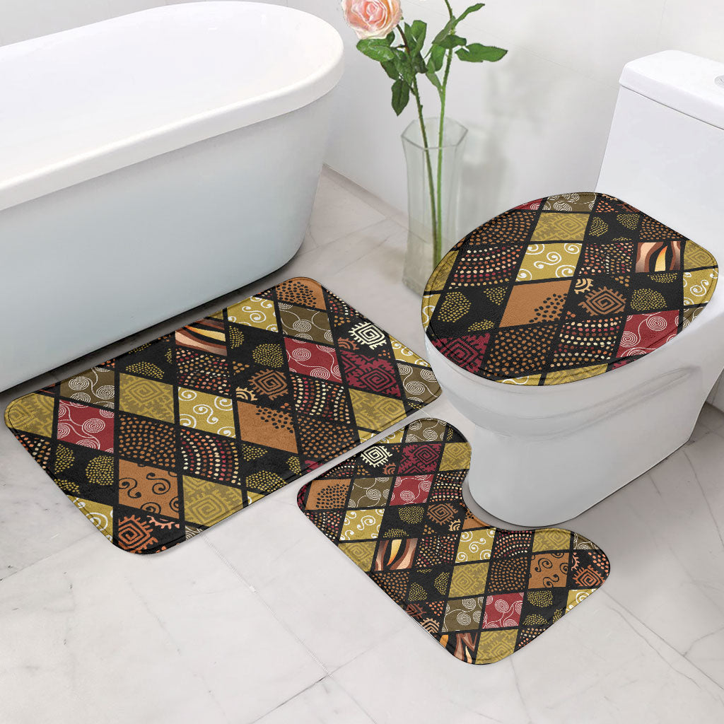 African American Quilt Inspired Bathroom Set Ethnic Bohemian Rhombus Patchwork