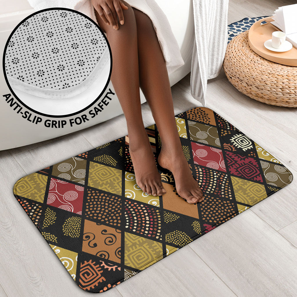 African American Quilt Inspired Bathroom Set Ethnic Bohemian Rhombus Patchwork