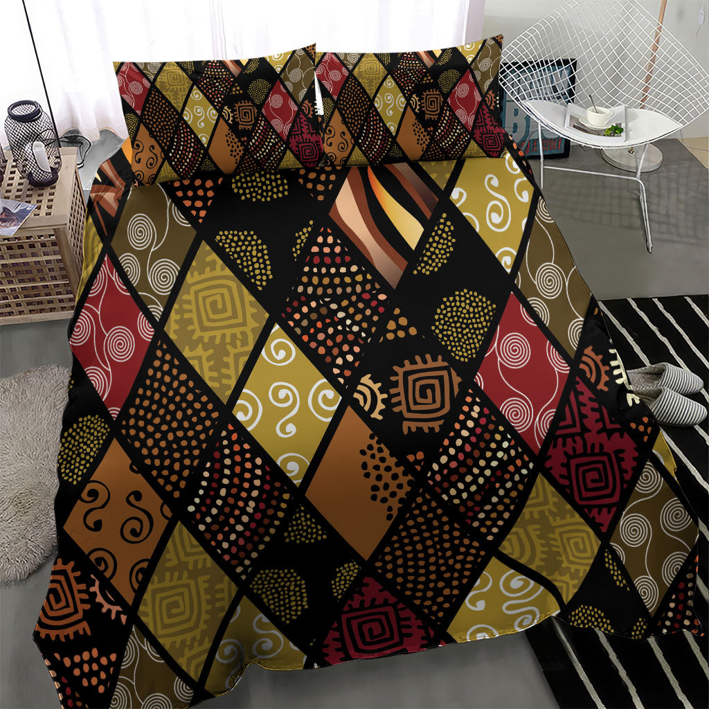 African American Quilt Inspired Bedding Set Ethnic Bohemian Rhombus Patchwork