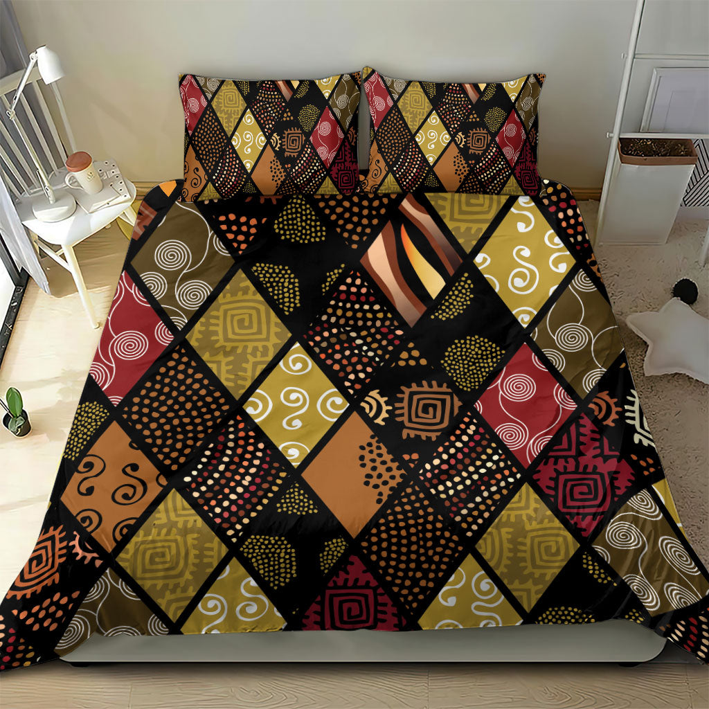 African American Quilt Inspired Bedding Set Ethnic Bohemian Rhombus Patchwork