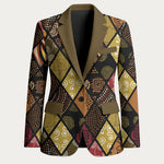 African American Quilt Inspired Blazer Ethnic Bohemian Rhombus Patchwork