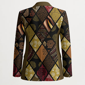 African American Quilt Inspired Blazer Ethnic Bohemian Rhombus Patchwork
