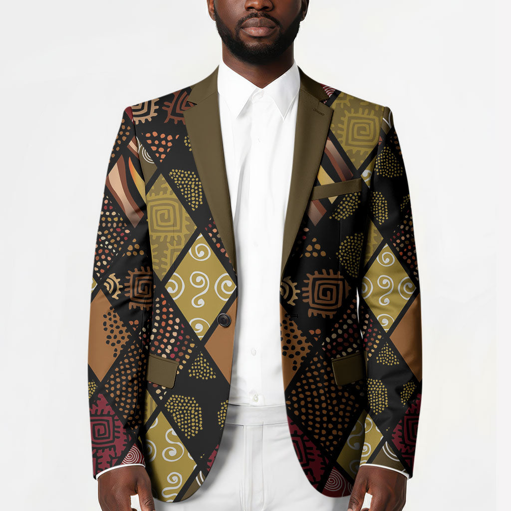 African American Quilt Inspired Blazer Ethnic Bohemian Rhombus Patchwork