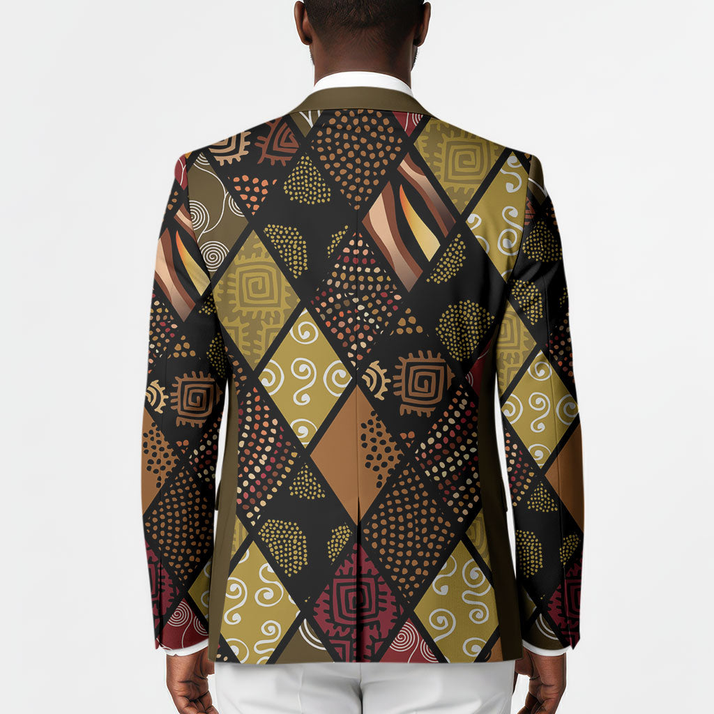 African American Quilt Inspired Blazer Ethnic Bohemian Rhombus Patchwork