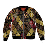 African American Quilt Inspired Bomber Jacket Ethnic Bohemian Rhombus Patchwork
