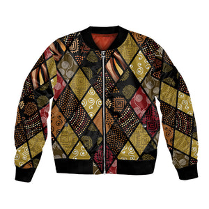 African American Quilt Inspired Bomber Jacket Ethnic Bohemian Rhombus Patchwork
