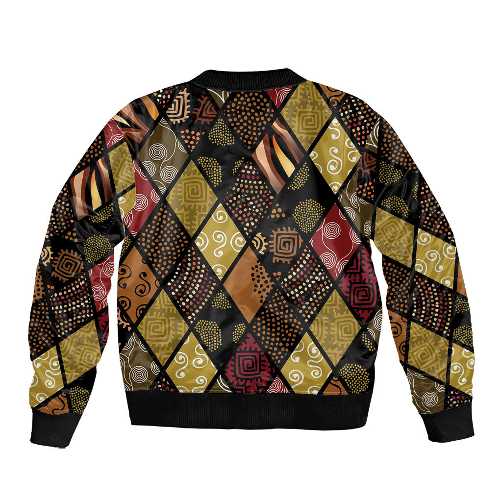 African American Quilt Inspired Bomber Jacket Ethnic Bohemian Rhombus Patchwork