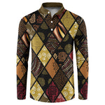 African American Quilt Inspired Button Sweatshirt Ethnic Bohemian Rhombus Patchwork