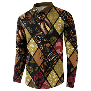 African American Quilt Inspired Button Sweatshirt Ethnic Bohemian Rhombus Patchwork