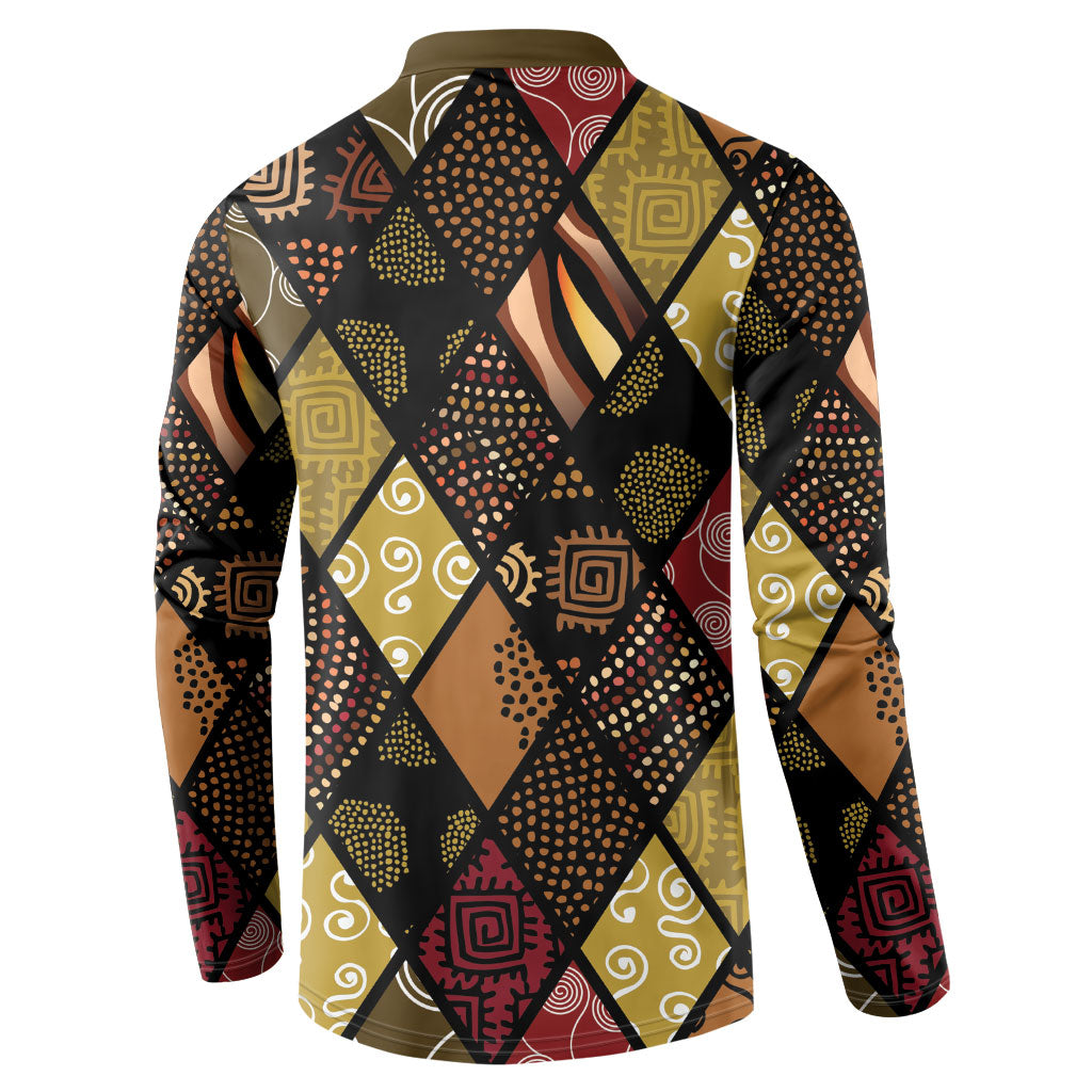 African American Quilt Inspired Button Sweatshirt Ethnic Bohemian Rhombus Patchwork