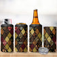 African American Quilt Inspired 4 in 1 Can Cooler Tumbler Ethnic Bohemian Rhombus Patchwork
