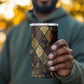 African American Quilt Inspired 4 in 1 Can Cooler Tumbler Ethnic Bohemian Rhombus Patchwork