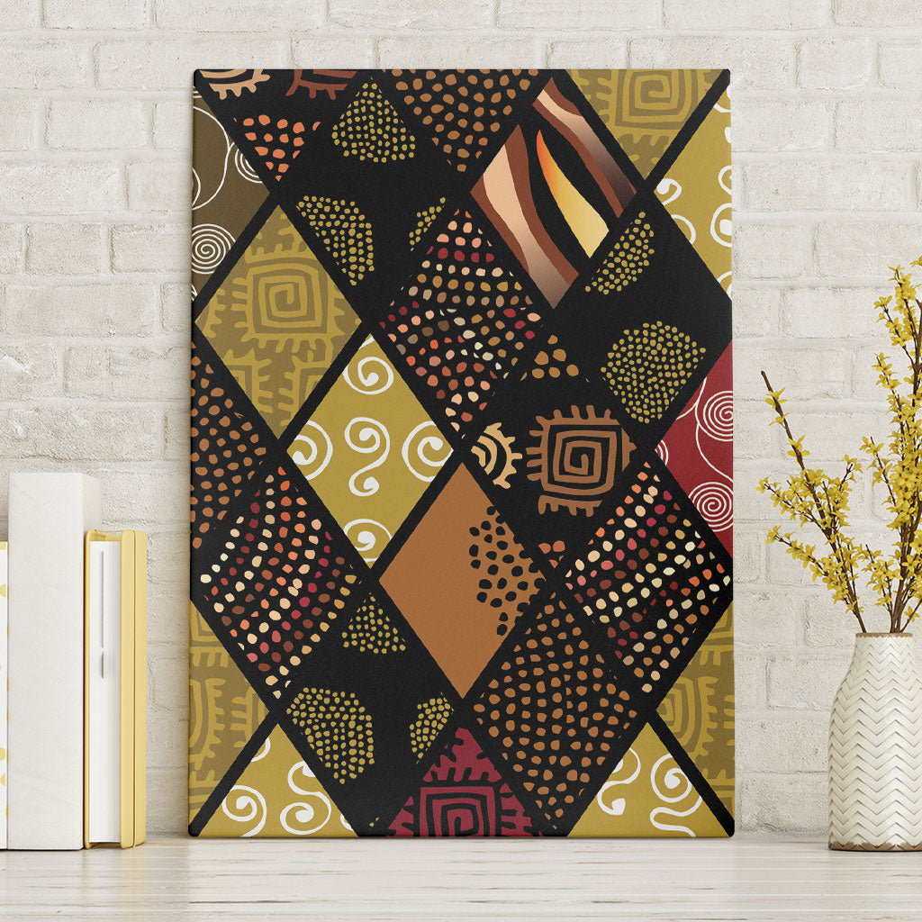 African American Quilt Inspired Canvas Wall Art Ethnic Bohemian Rhombus Patchwork