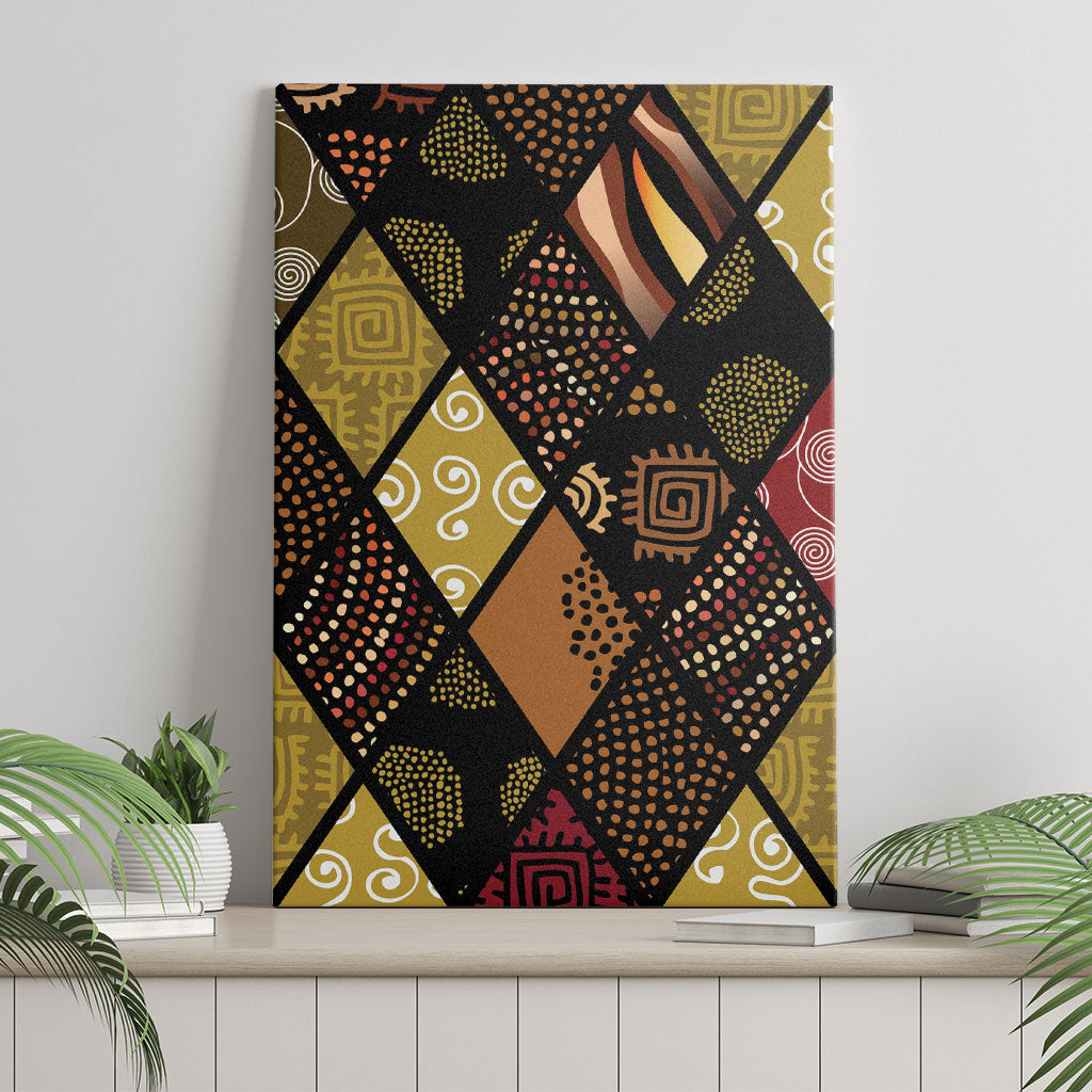 African American Quilt Inspired Canvas Wall Art Ethnic Bohemian Rhombus Patchwork
