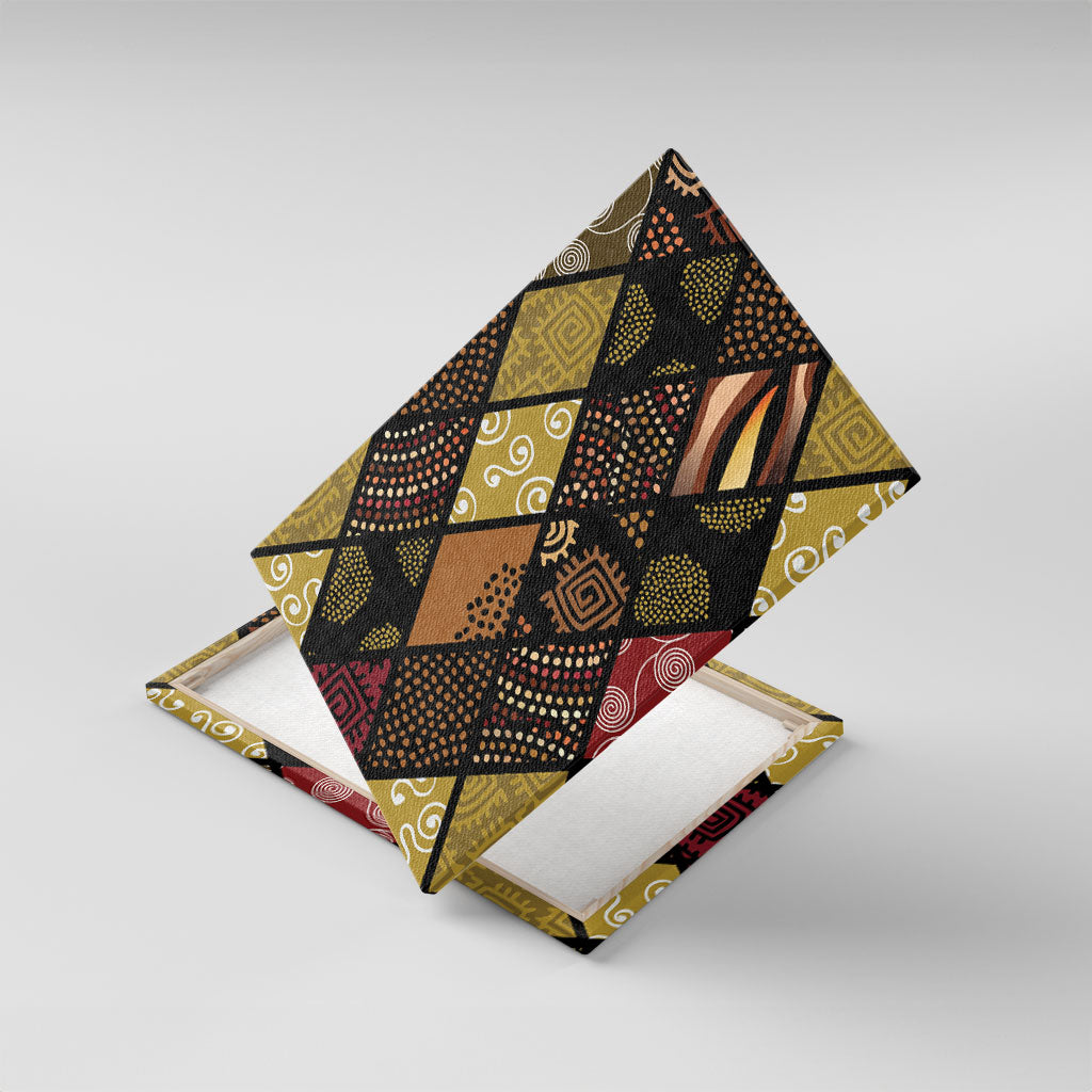 African American Quilt Inspired Canvas Wall Art Ethnic Bohemian Rhombus Patchwork