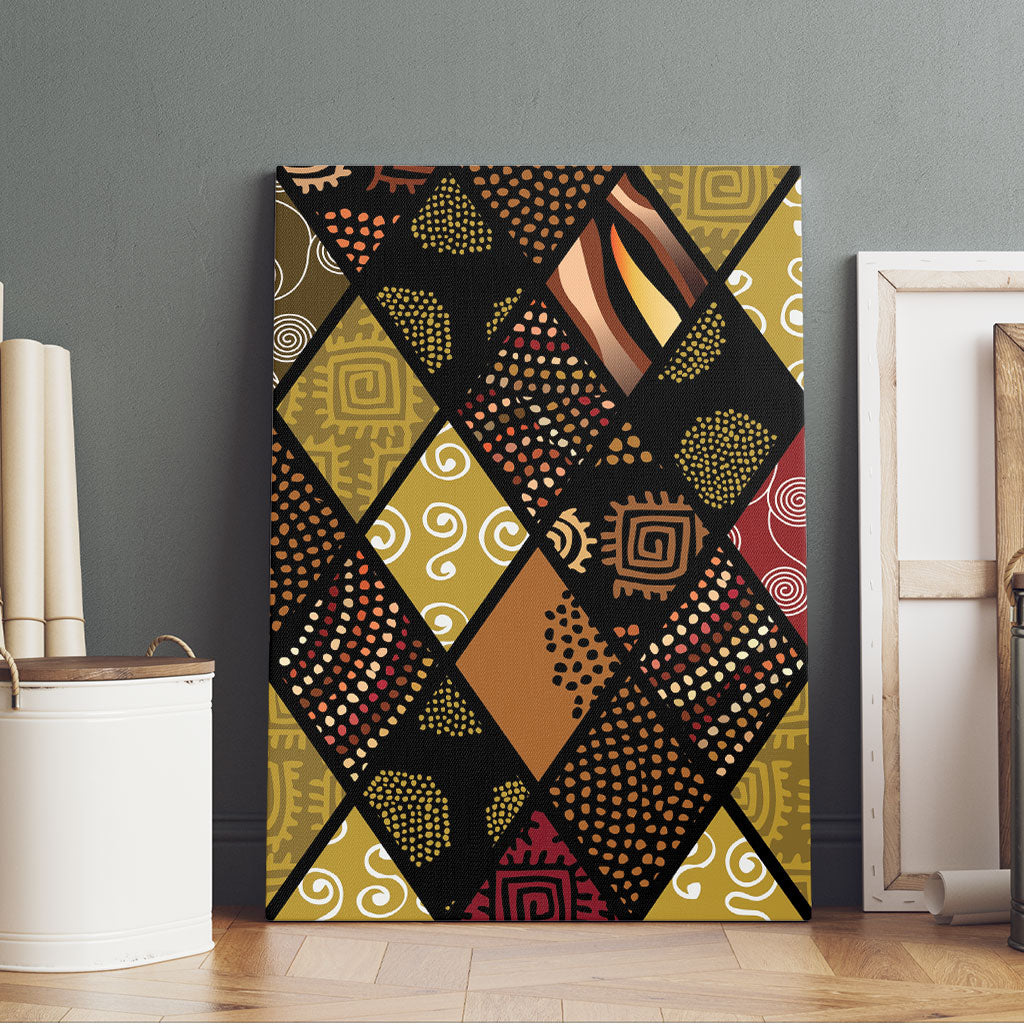 African American Quilt Inspired Canvas Wall Art Ethnic Bohemian Rhombus Patchwork