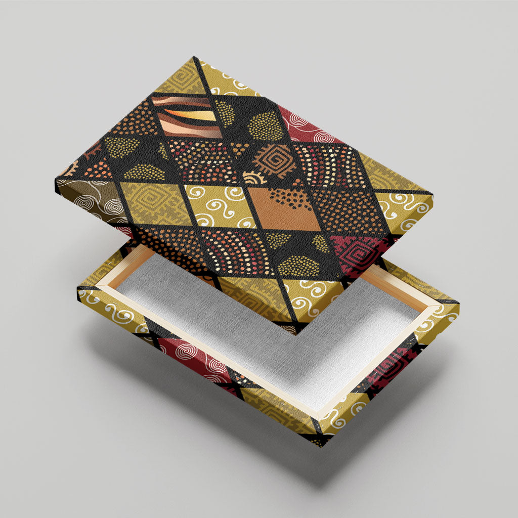 African American Quilt Inspired Canvas Wall Art Ethnic Bohemian Rhombus Patchwork