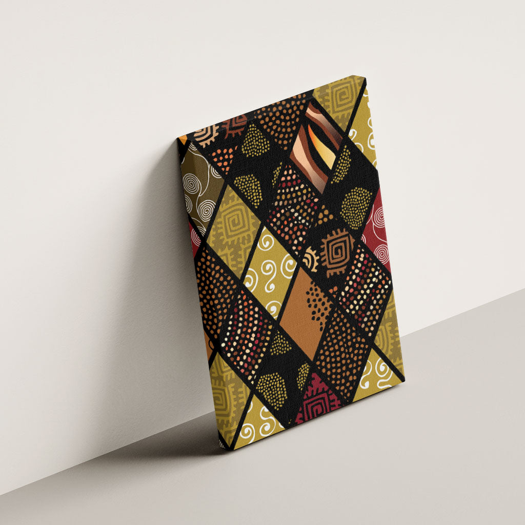 African American Quilt Inspired Canvas Wall Art Ethnic Bohemian Rhombus Patchwork