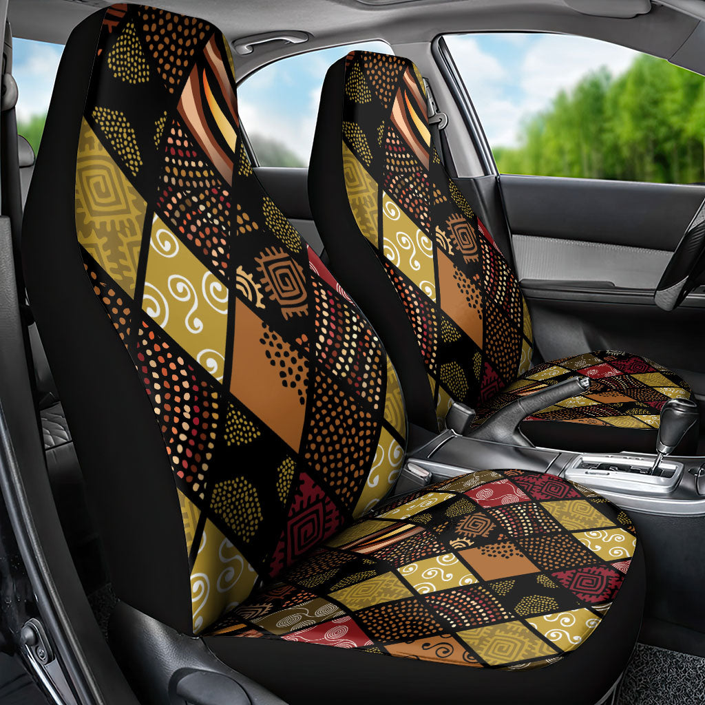 African American Quilt Inspired Car Seat Cover Ethnic Bohemian Rhombus Patchwork