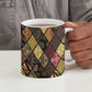 African American Quilt Inspired Ceramic Mug Ethnic Bohemian Rhombus Patchwork