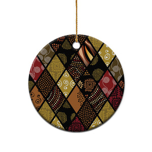 African American Quilt Inspired Ceramic Ornament Ethnic Bohemian Rhombus Patchwork
